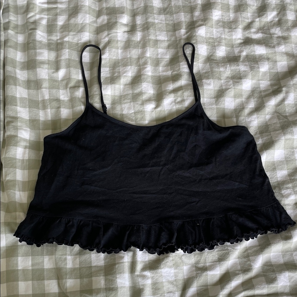 American Eagle Outfitters Black Ruffle Camisole